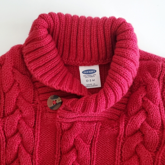OLD NAVY Boys Sweater Cable Knit Red Size 0-3 M - Picture 5 of 7